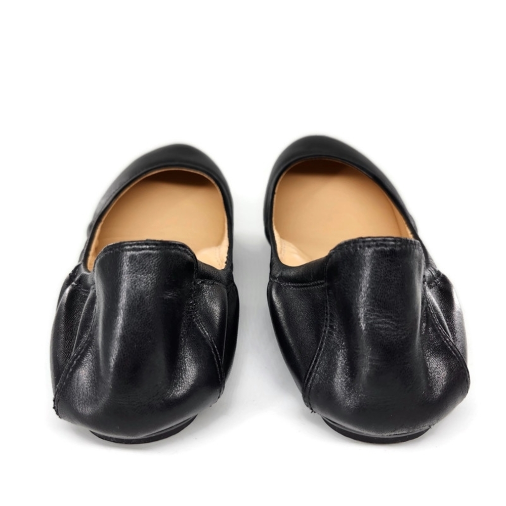 Cole Haan Black Smooth Leather Round-Toe Elasicized Sides Slip-On Ballet Flats - Picture 9 of 12